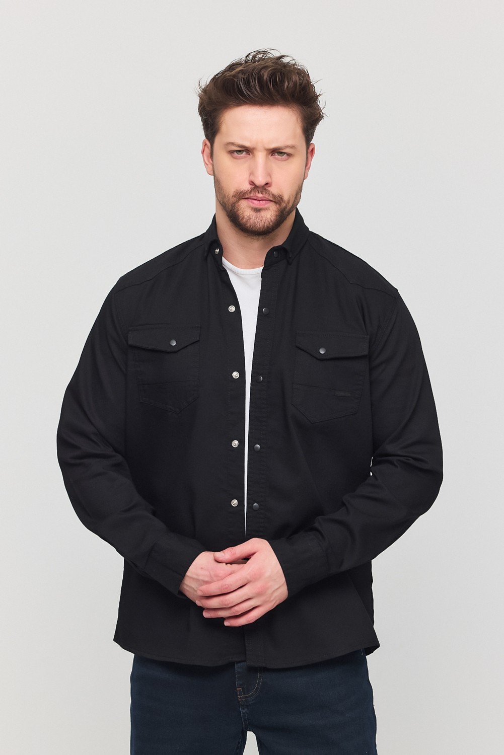 YXC Trend Maker Slim Fit Erkek Dar Kesim Pamuklu Kot Gömlek