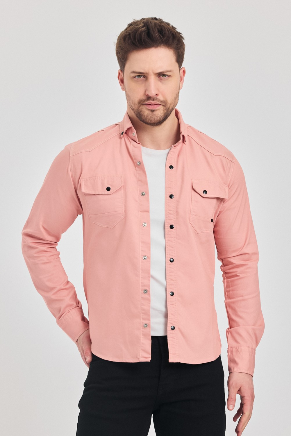 YXC Trend Maker Slim Fit Erkek Dar Kesim Pamuklu Kot Gömlek