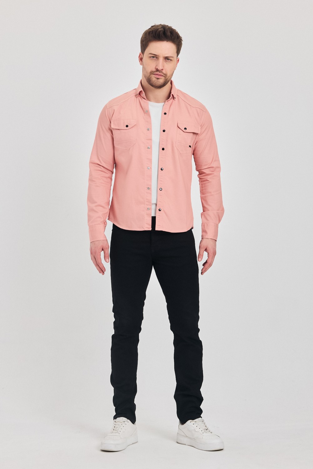 YXC Trend Maker Slim Fit Erkek Dar Kesim Pamuklu Kot Gömlek görsel 3