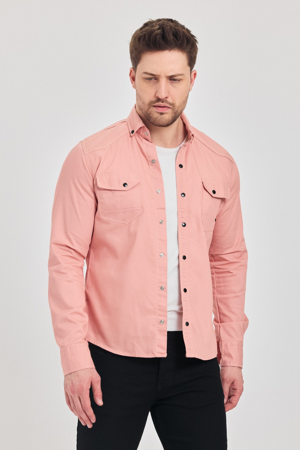 YXC Trend Maker Slim Fit Erkek Dar Kesim Pamuklu Kot Gömlek görsel 5