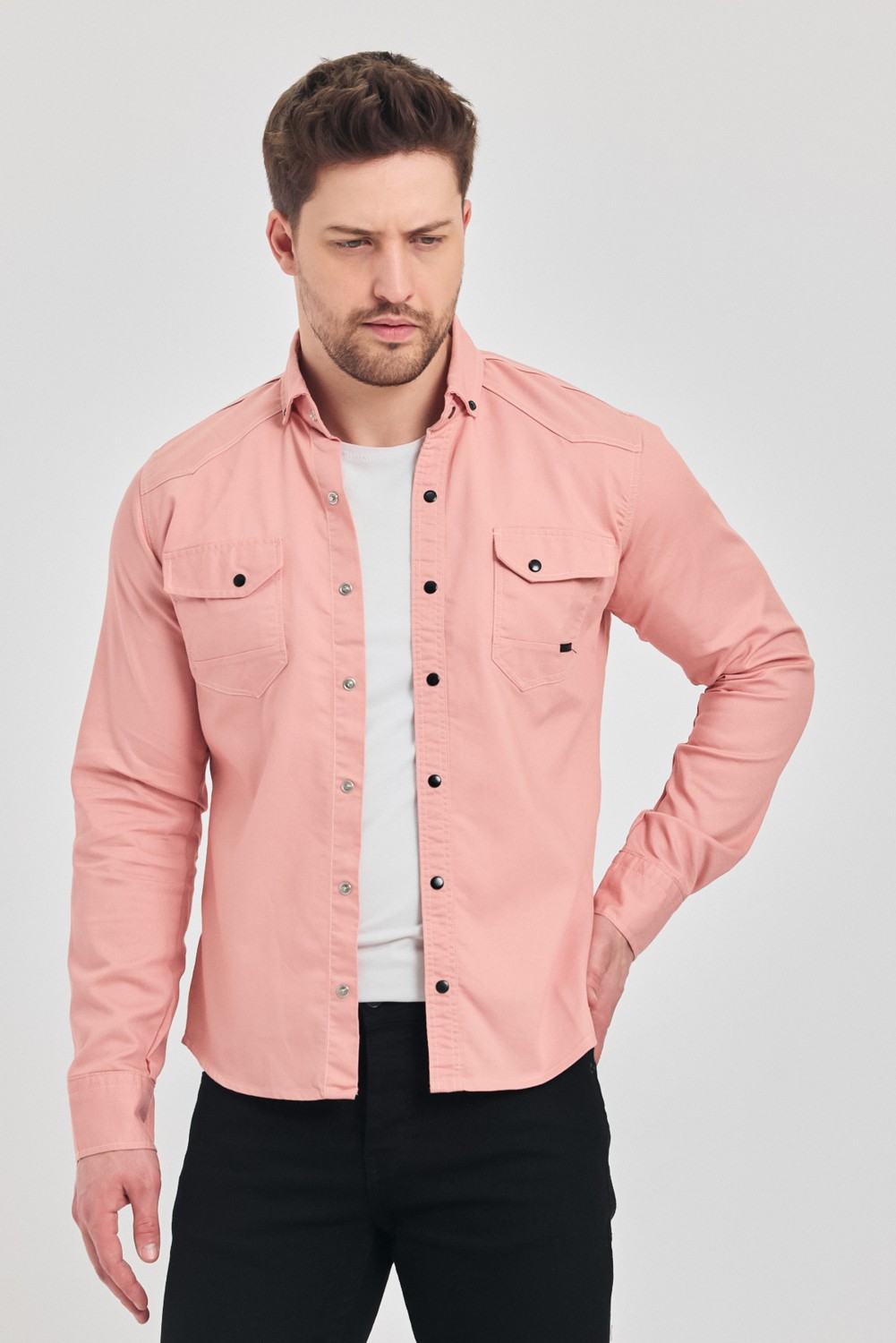YXC Trend Maker Slim Fit Erkek Dar Kesim Pamuklu Kot Gömlek görsel 7