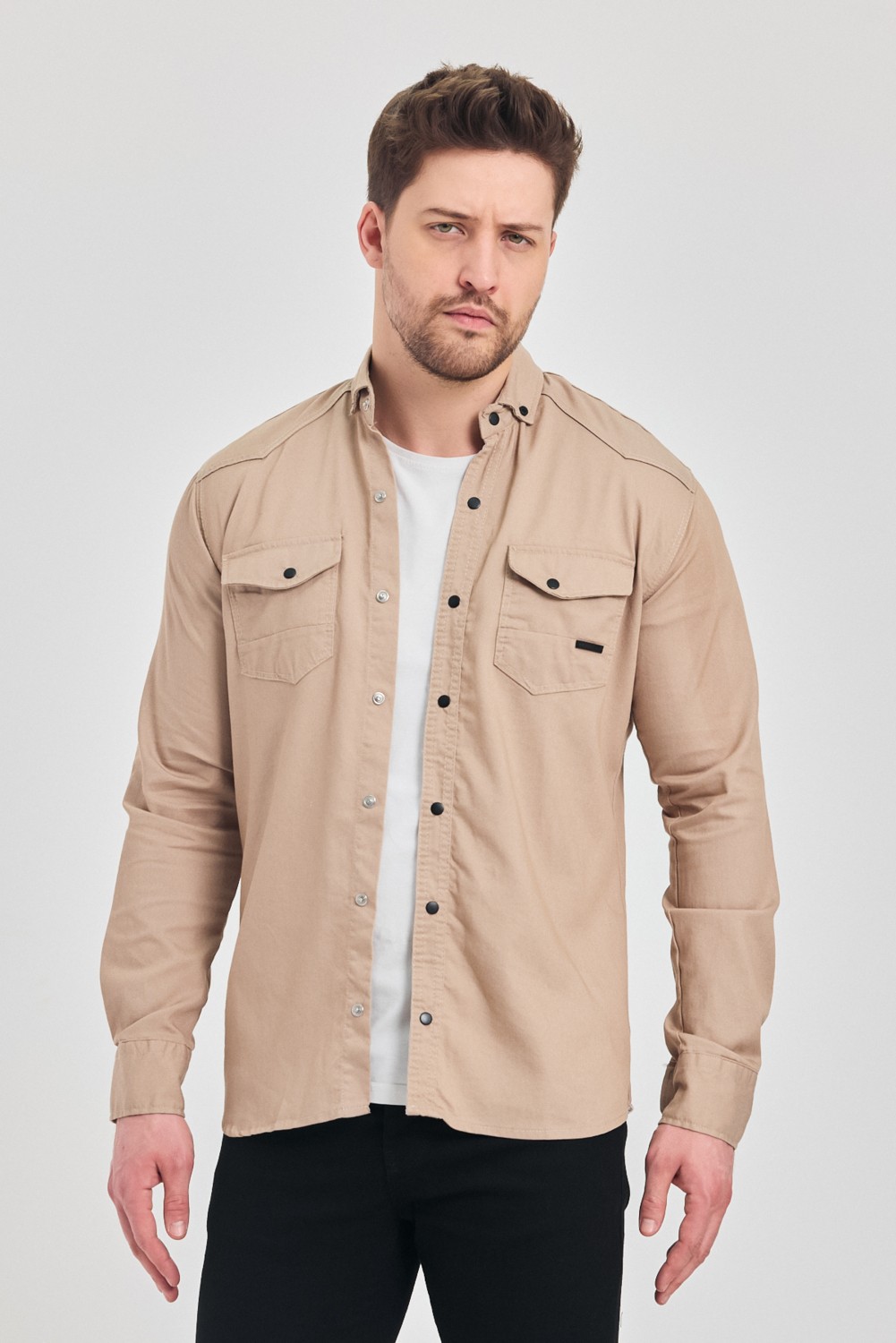 YXC Trend Maker Slim Fit Erkek Dar Kesim Pamuklu Kot Gömlek