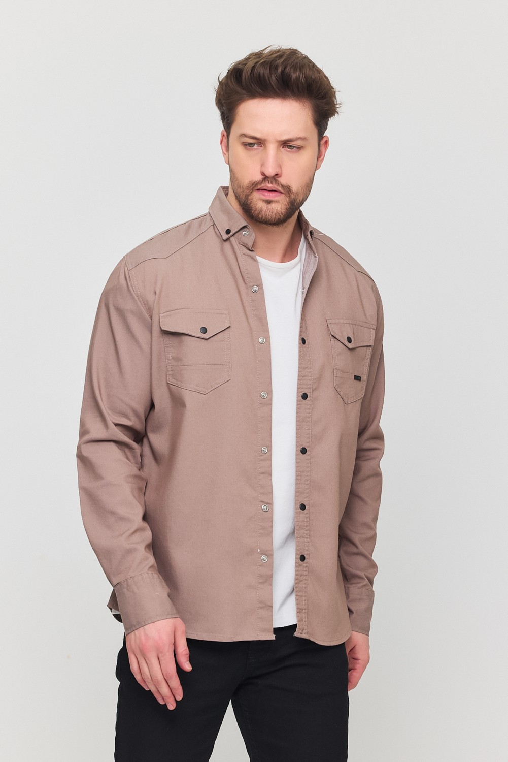 YXC Trend Maker Slim Fit Erkek Dar Kesim Pamuklu Kot Gömlek