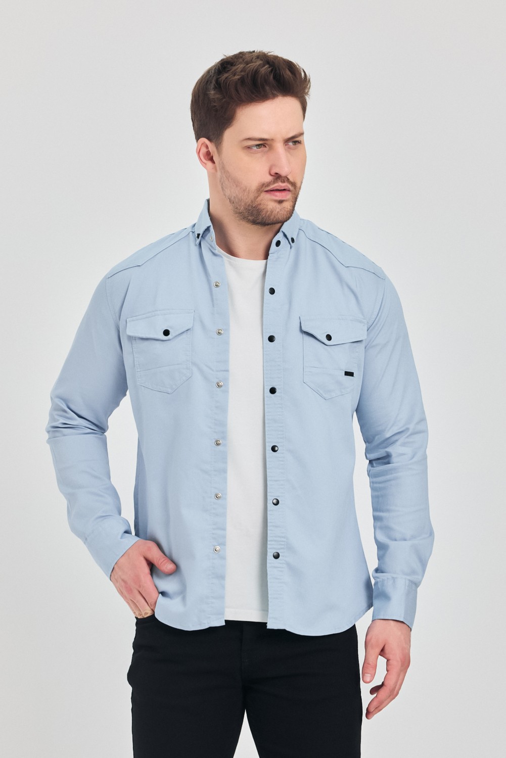 YXC Trend Maker Slim Fit Erkek Dar Kesim Pamuklu Kot Gömlek