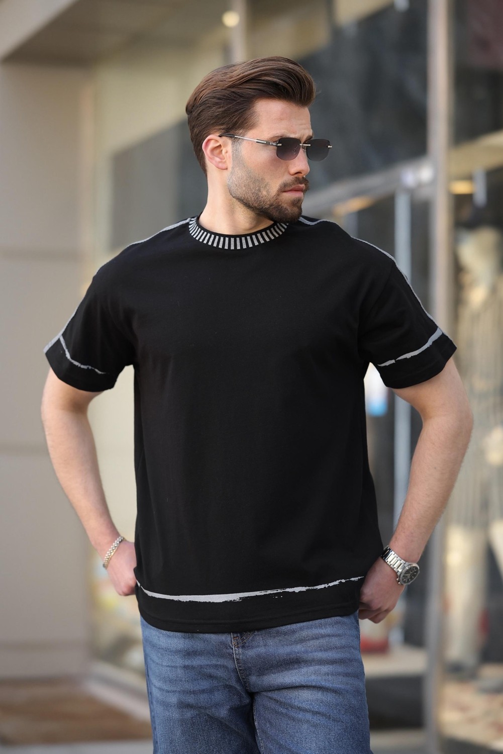 Madmext Kapuçino %100 Pamuklu Bisiklet Yaka Basic Erkek Tişört E7140 görsel 7
