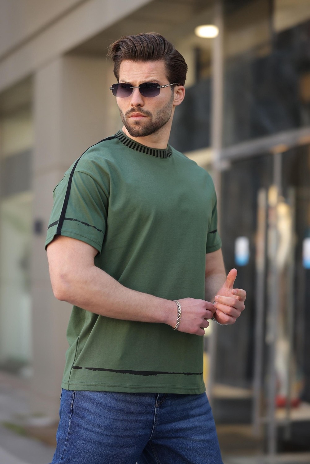 Madmext Kapuçino %100 Pamuklu Bisiklet Yaka Basic Erkek Tişört E7140 görsel 2