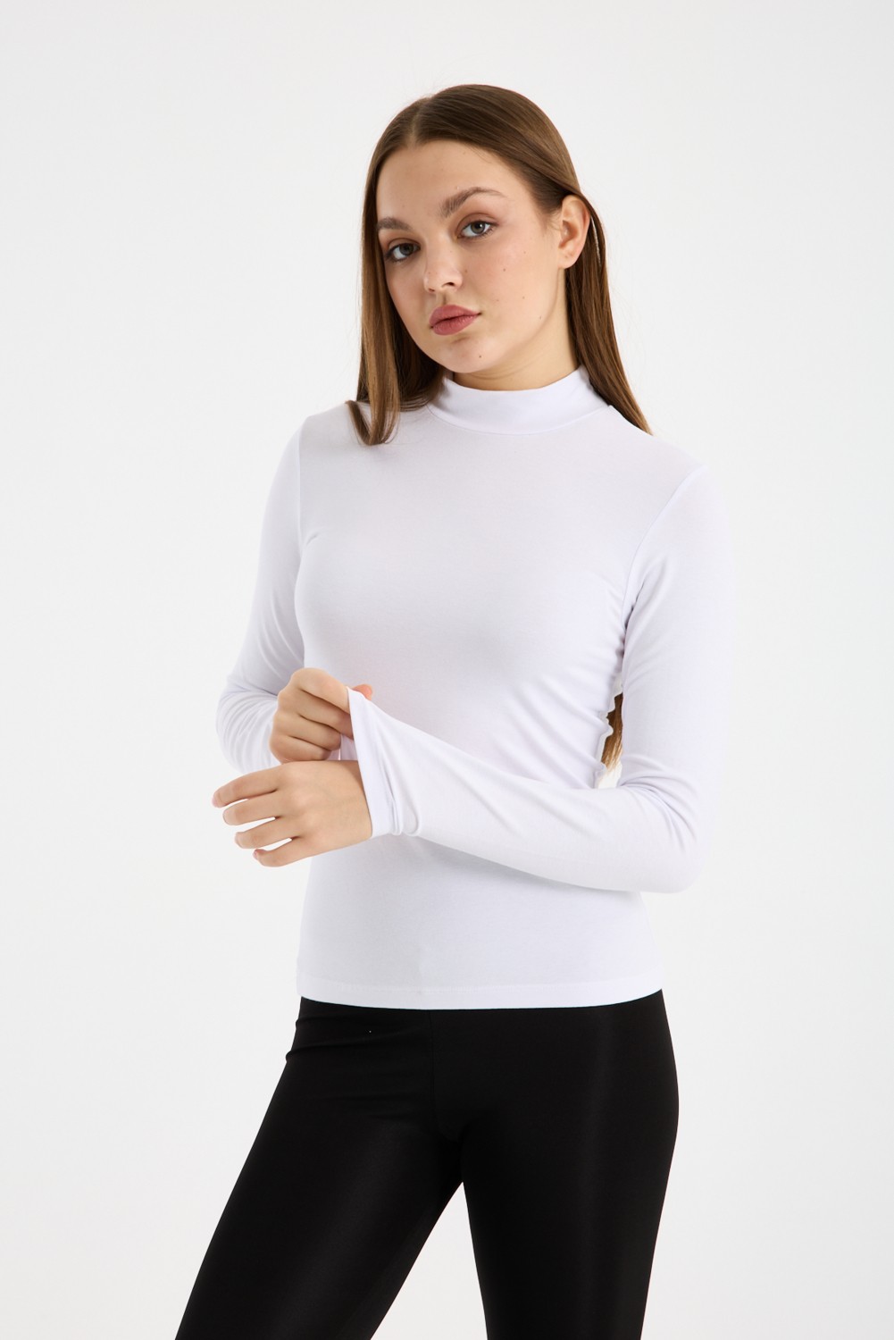 Klc Fashion Kadın Siyah Beyaz Kahve 3'lü Uzun Kol Body görsel 2