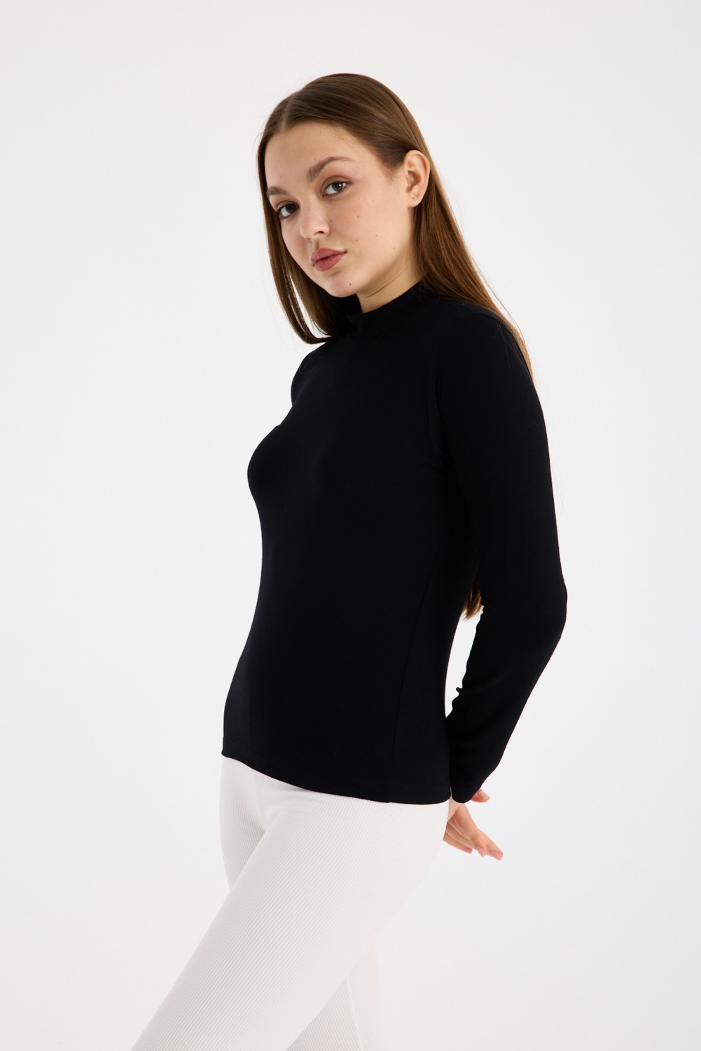 Klc Fashion Kadın Siyah Beyaz Kahve 3'lü Uzun Kol Body görsel 4