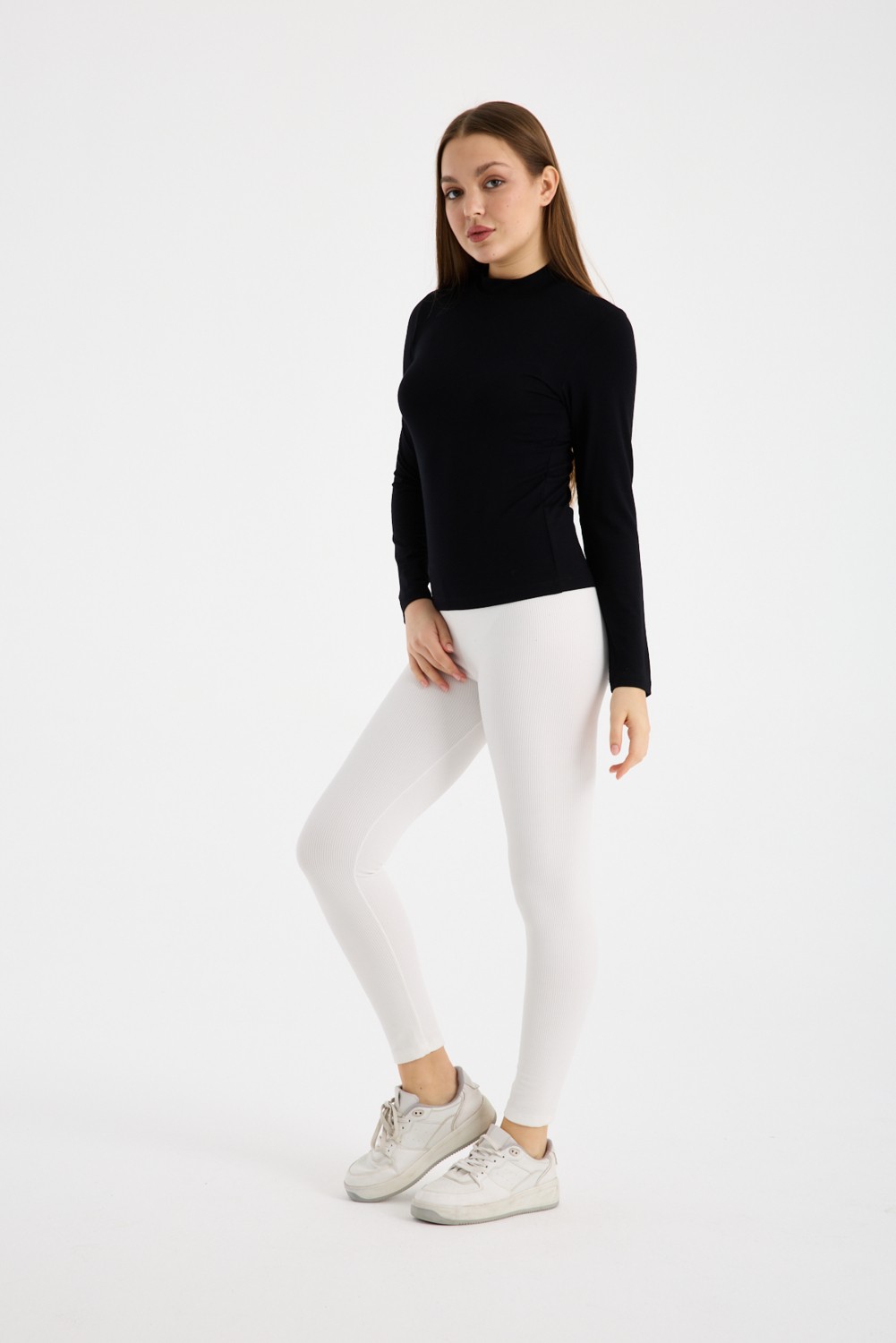 Klc Fashion Kadın Siyah Beyaz 2li Uzun Kol Body görsel 4