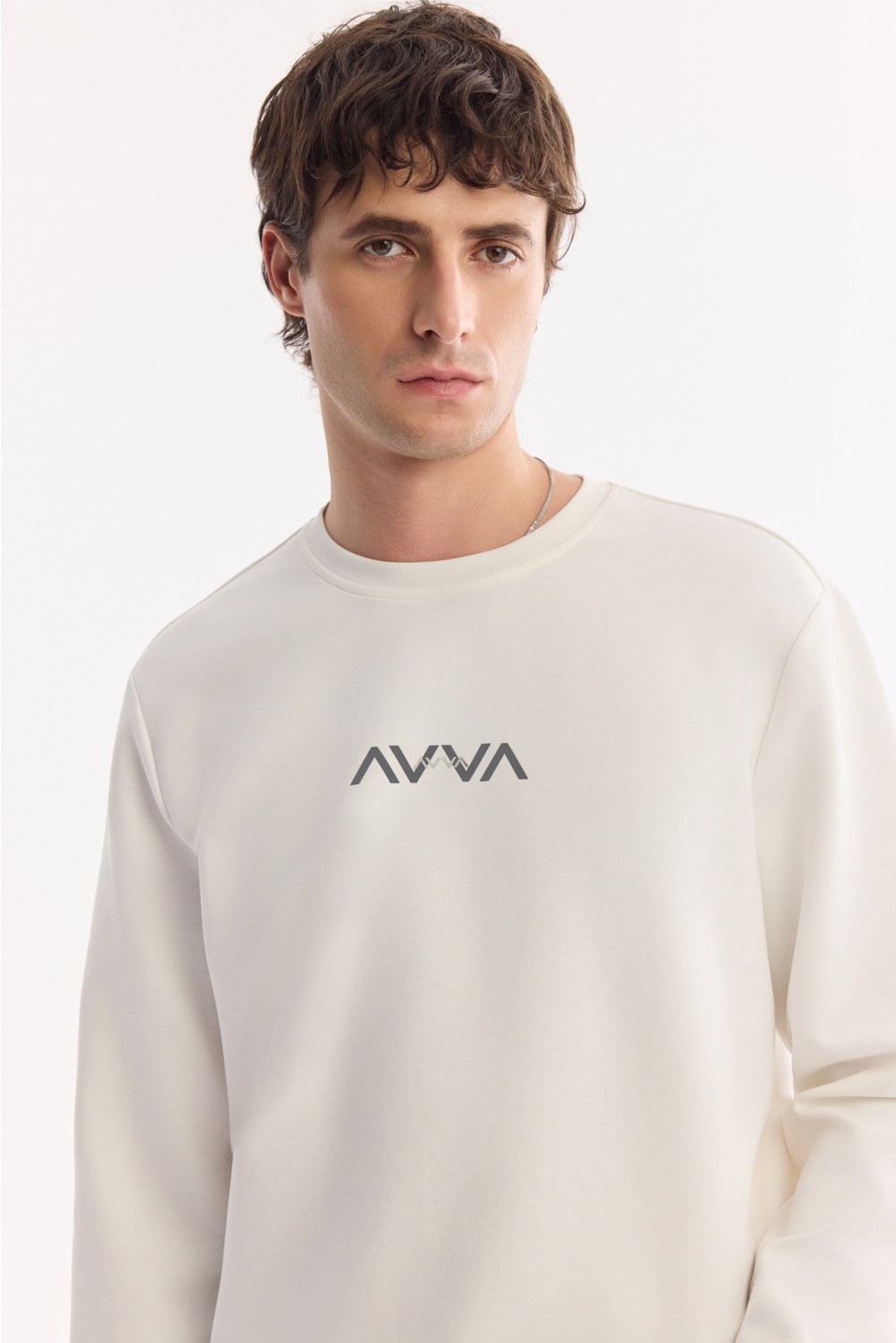 AVVA Erkek Siyah Bisiklet Yaka Pamuklu Kolay Ütülenen Bi-Stretch Regular Fit Sweatshirt A61Y1205 görsel 2