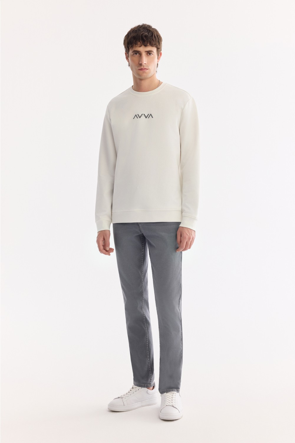 AVVA Erkek Siyah Bisiklet Yaka Pamuklu Kolay Ütülenen Bi-Stretch Regular Fit Sweatshirt A61Y1205 görsel 5