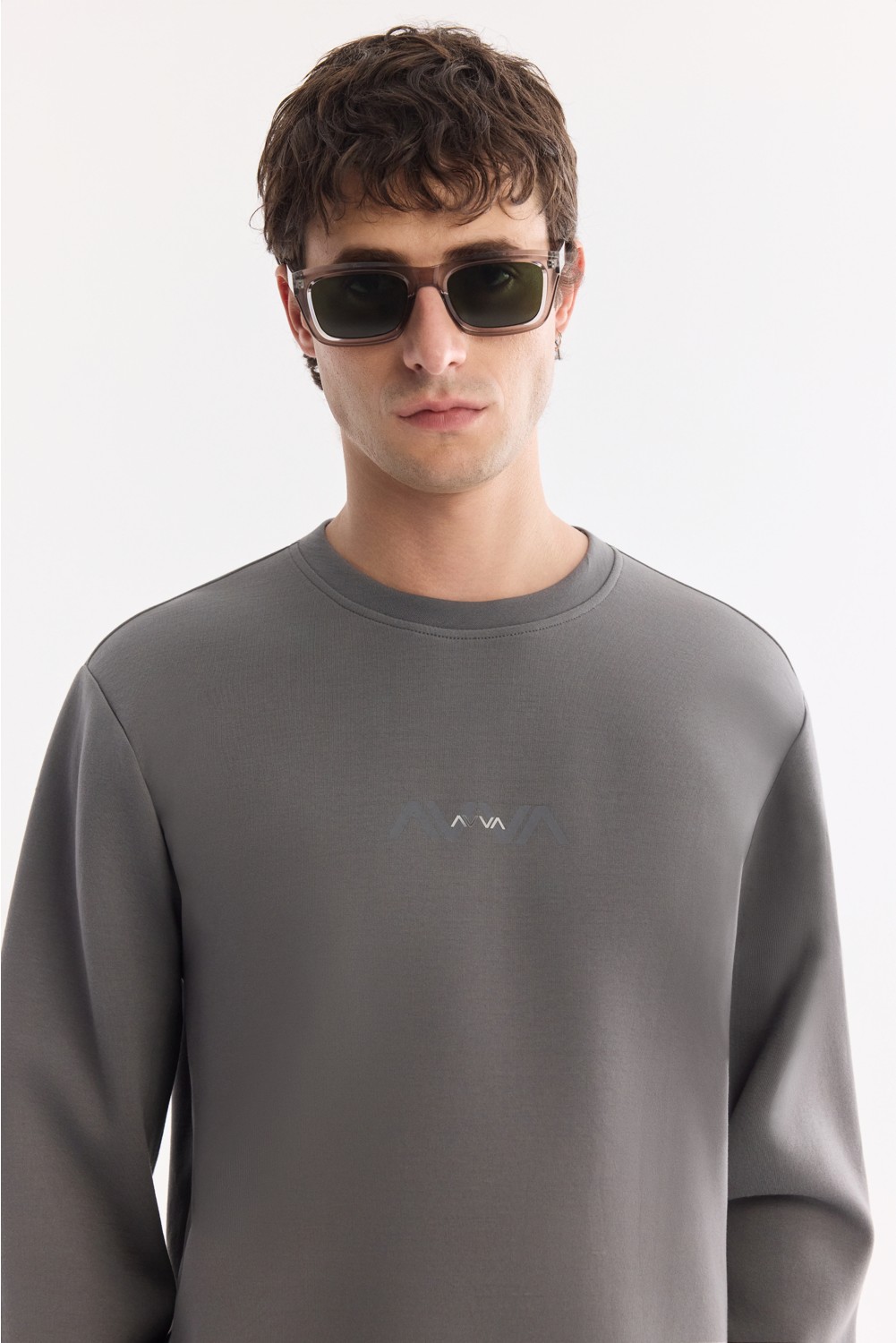 AVVA Erkek Siyah Bisiklet Yaka Pamuklu Kolay Ütülenen Bi-Stretch Regular Fit Sweatshirt A61Y1205 görsel 7