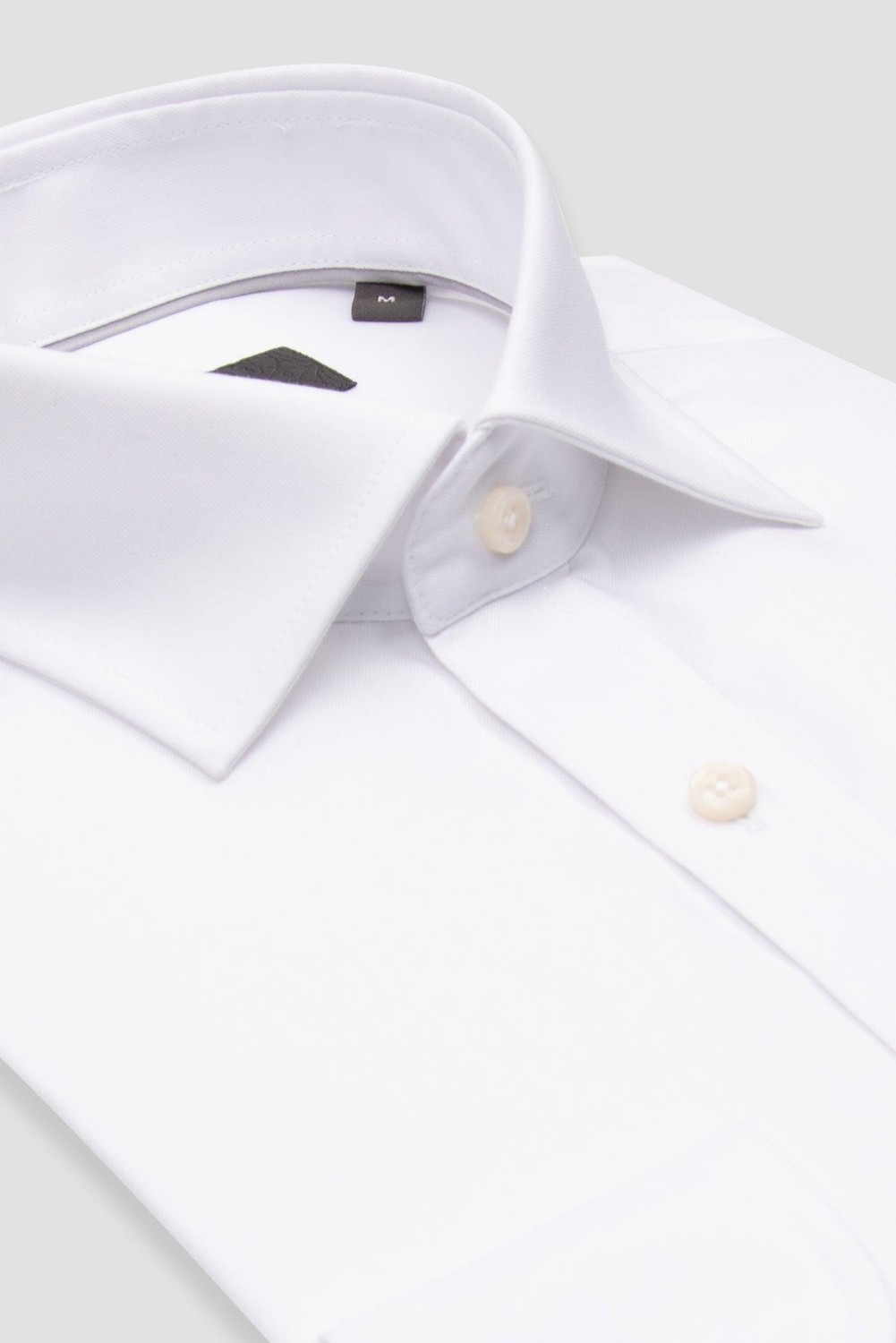 Abbate Donatello Non Iron Twill Pamuklu Slim Fit Beyaz Klasik Yaka Erkek Düz Gömlek görsel 2