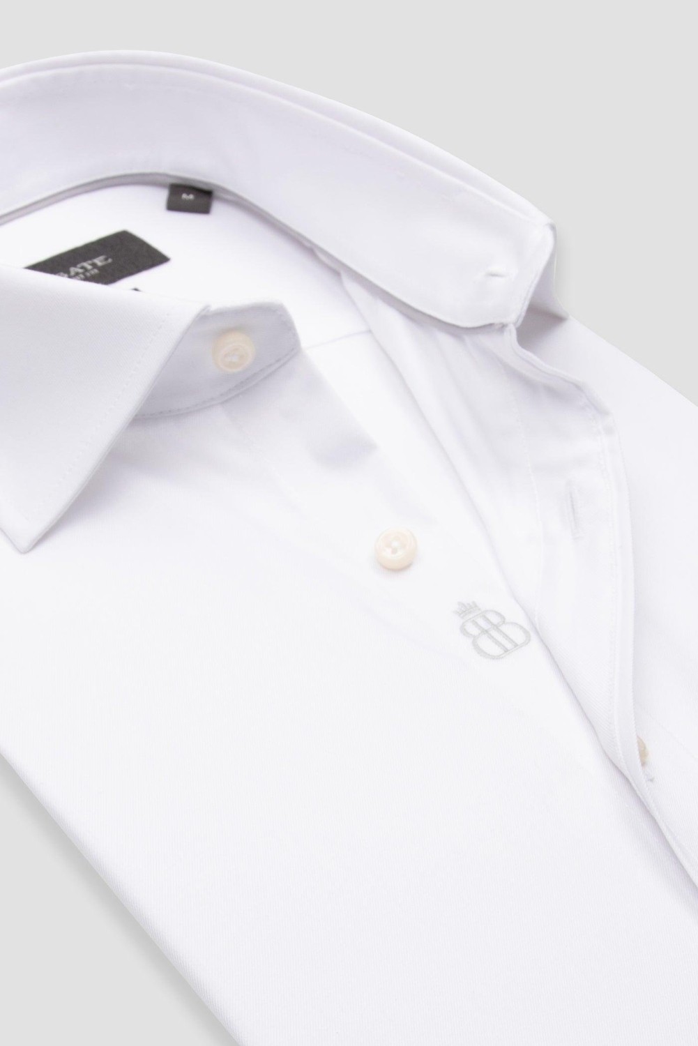 Abbate Donatello Non Iron Twill Pamuklu Slim Fit Beyaz Klasik Yaka Erkek Düz Gömlek görsel 6