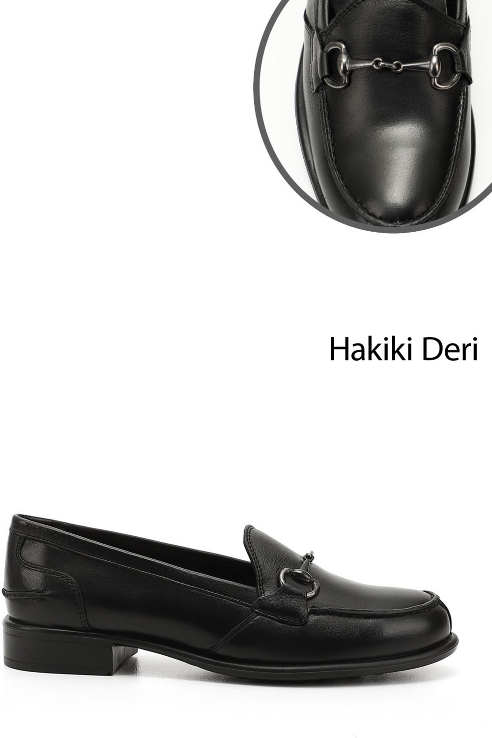 Gönderi(r) Kadın Siyah Tokalı Hakiki Deri Loafer Ayakkabı