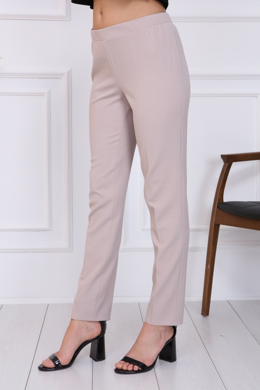 Gül Moda Bayan Büyük Beden Beli Lastikli Pantolon Lacivert