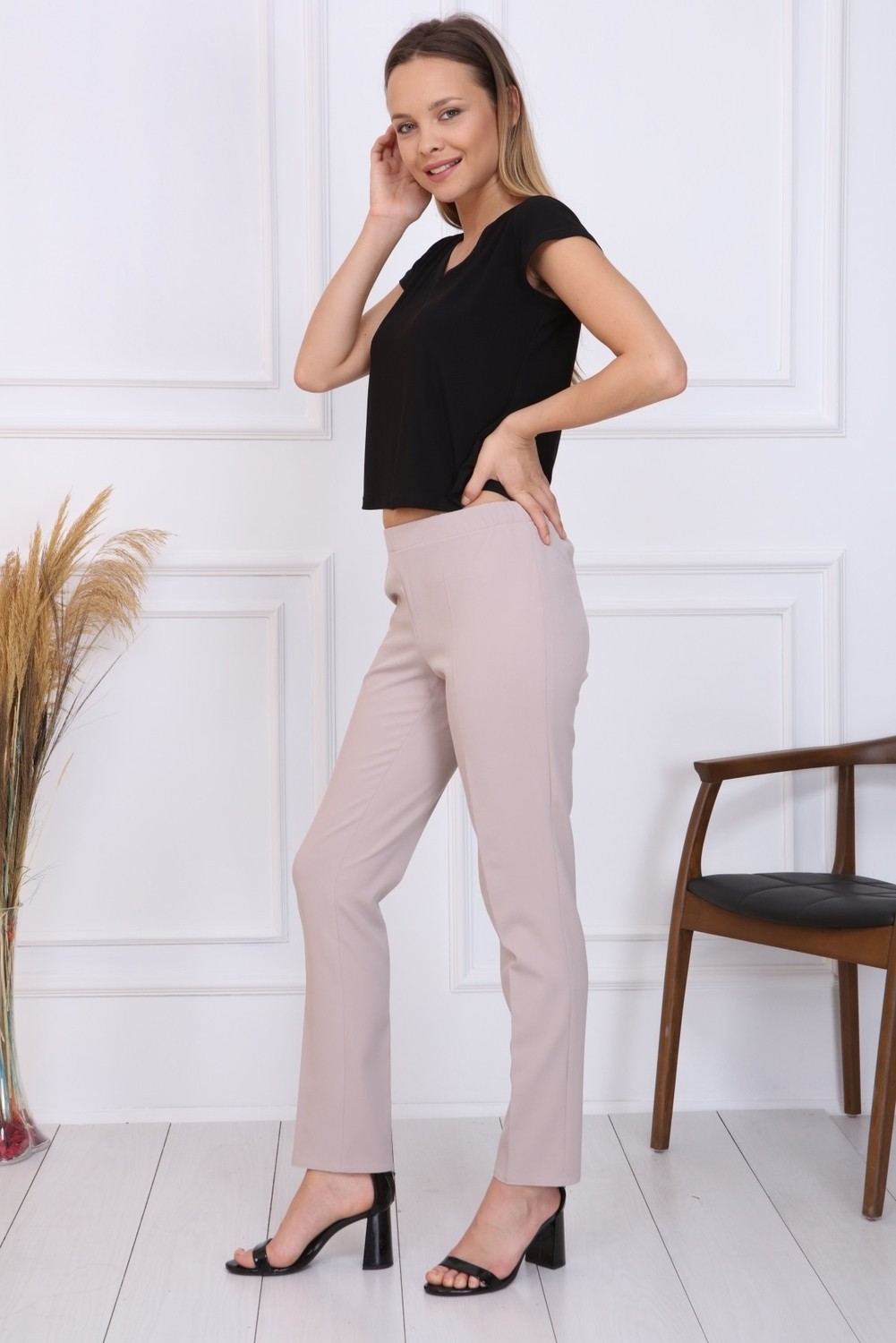 Gül Moda Bayan Büyük Beden Beli Lastikli Pantolon Lacivert görsel 3