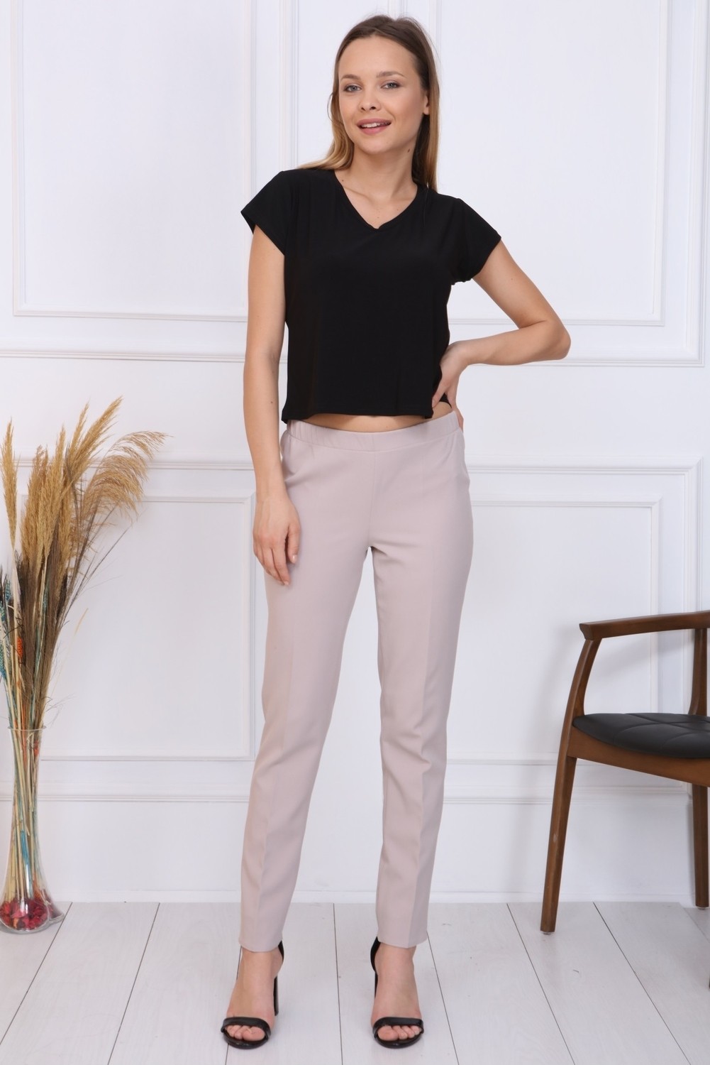 Gül Moda Bayan Büyük Beden Beli Lastikli Pantolon Lacivert görsel 4