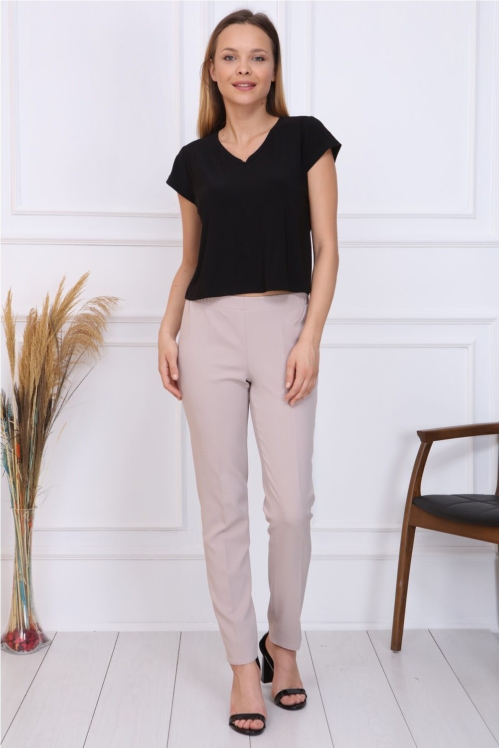 Gül Moda Bayan Büyük Beden Beli Lastikli Pantolon Lacivert görsel 6