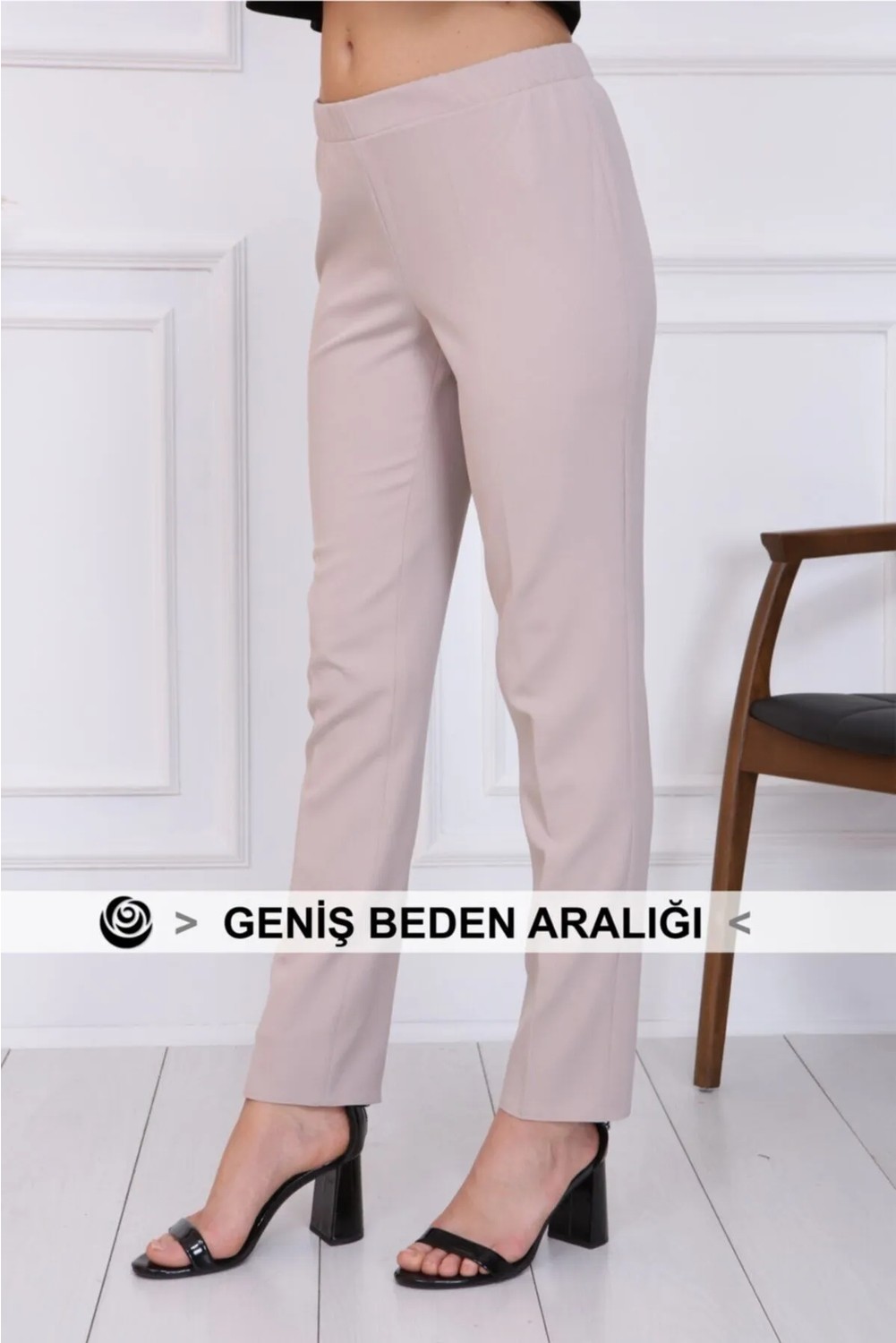 Gül Moda Bayan Büyük Beden Beli Lastikli Pantolon Lacivert görsel 8