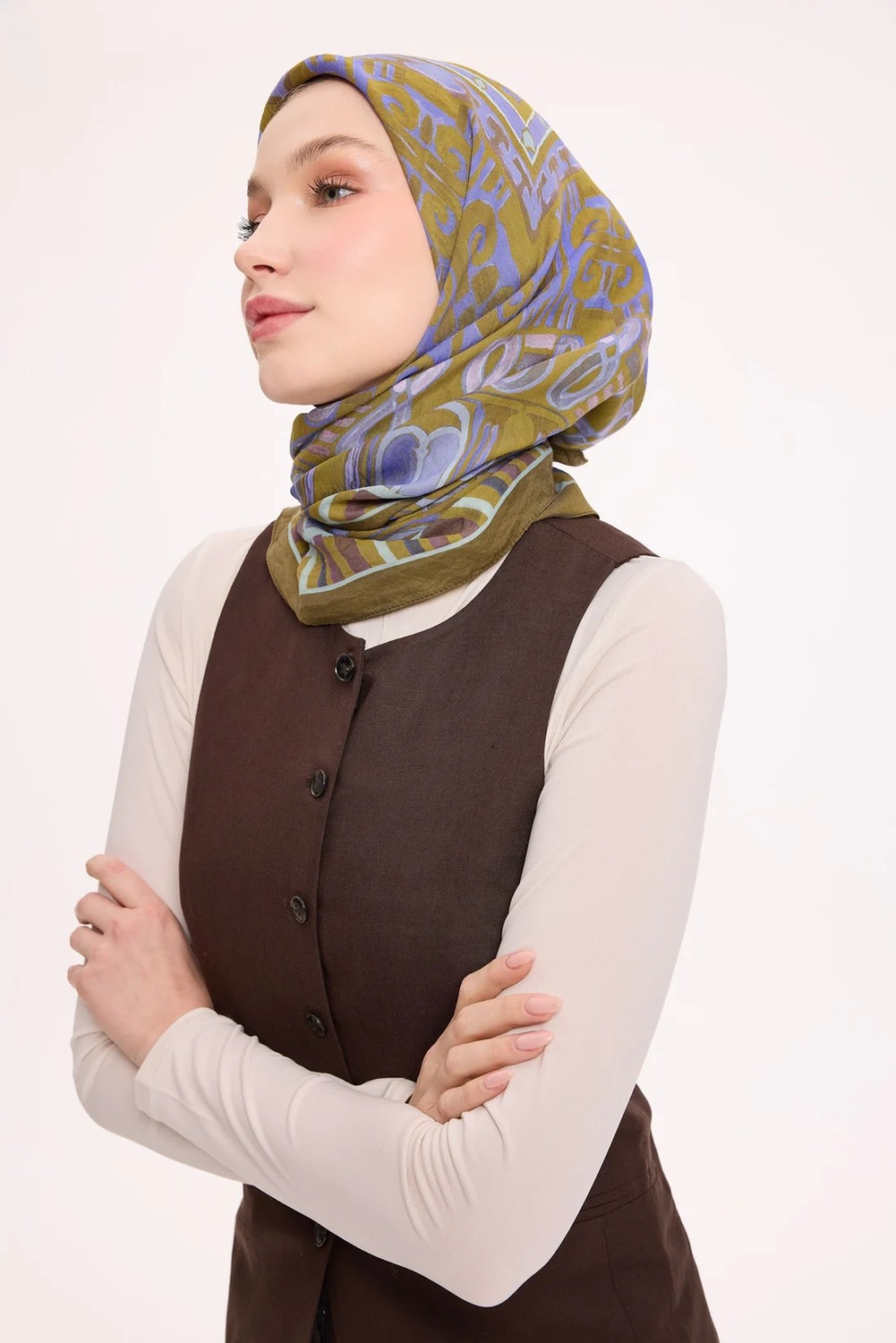 Silk Home Dört Mevsim Antik Motif Viskon Velora Eşarp 6420-11 görsel 3