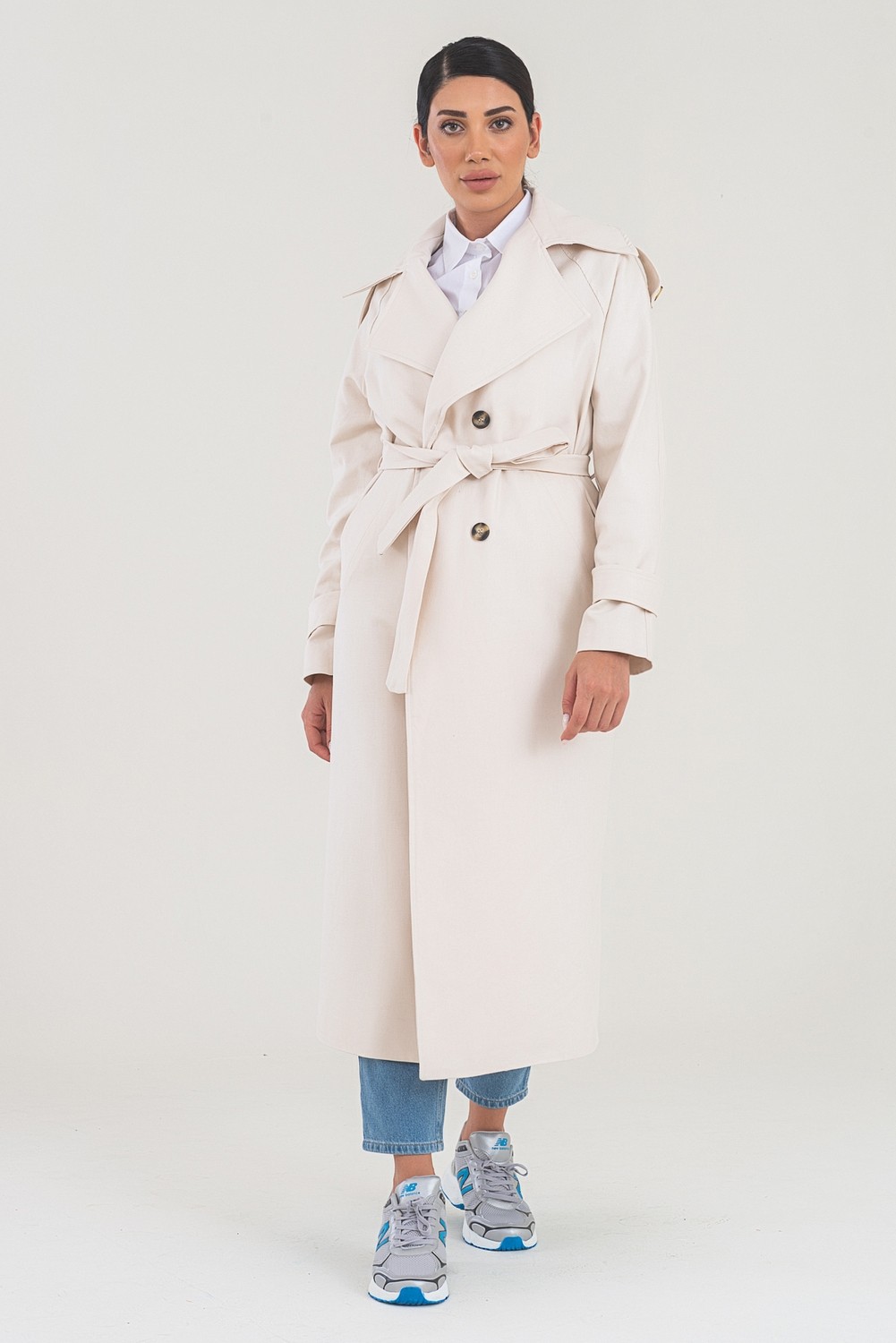 Sahra Çeyiz Nakış SahraAfra Creed Kadın Oversize Astarlı Trençkot görsel 5