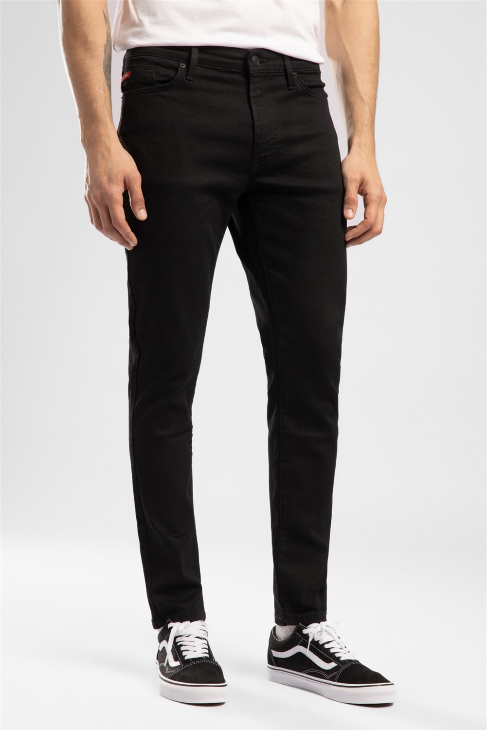 Lee Cooper Jack Erkek Slım Dar Kesim Yüksek Bel Dar Paça Jean Pantolon Siyah görsel 7