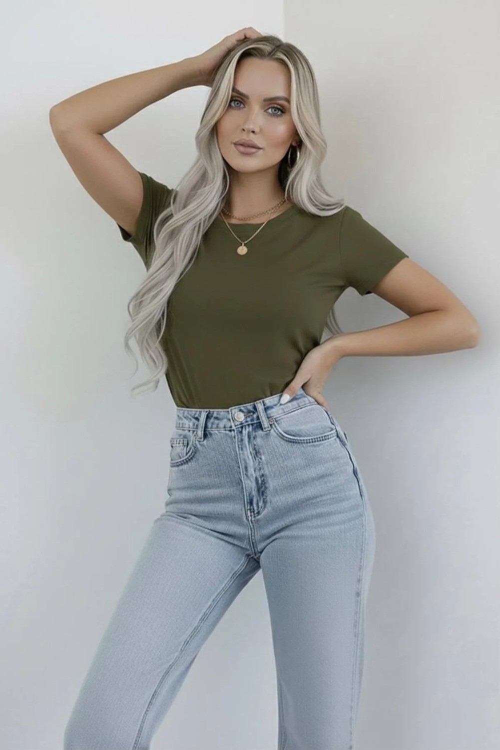 Hashtag Kadın Bisiklet Yaka Kısa Kollu Body Basic Tişört Viskon Kumaş