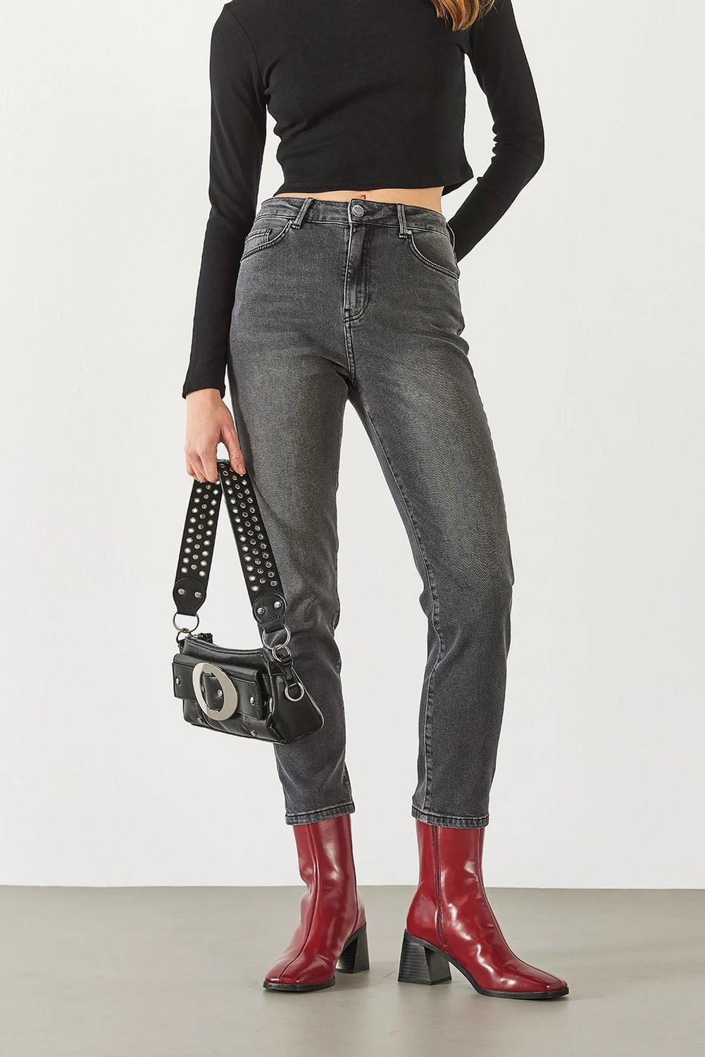 Jessica Vintage Black Mom Jean Pantolon - Vıntage Black görsel 7