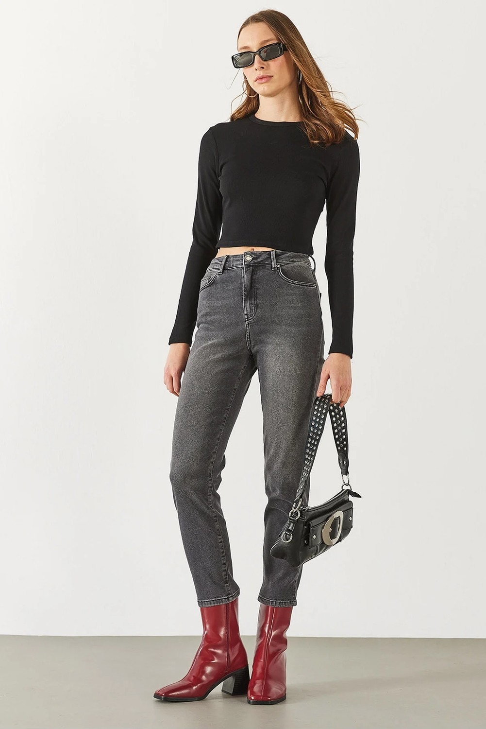 Jessica Vintage Black Mom Jean Pantolon - Vıntage Black görsel 2