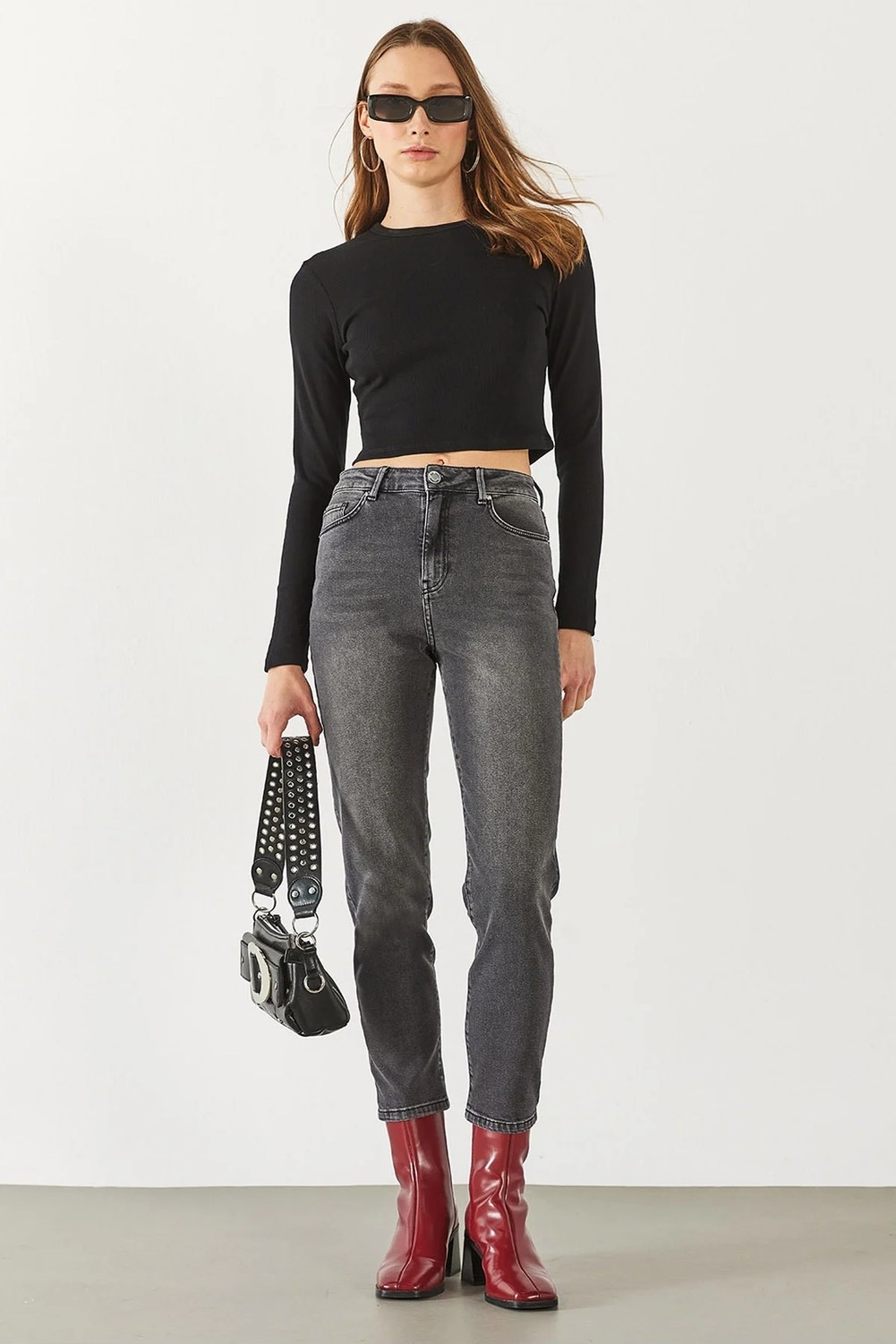 Jessica Vintage Black Mom Jean Pantolon - Vıntage Black görsel 3