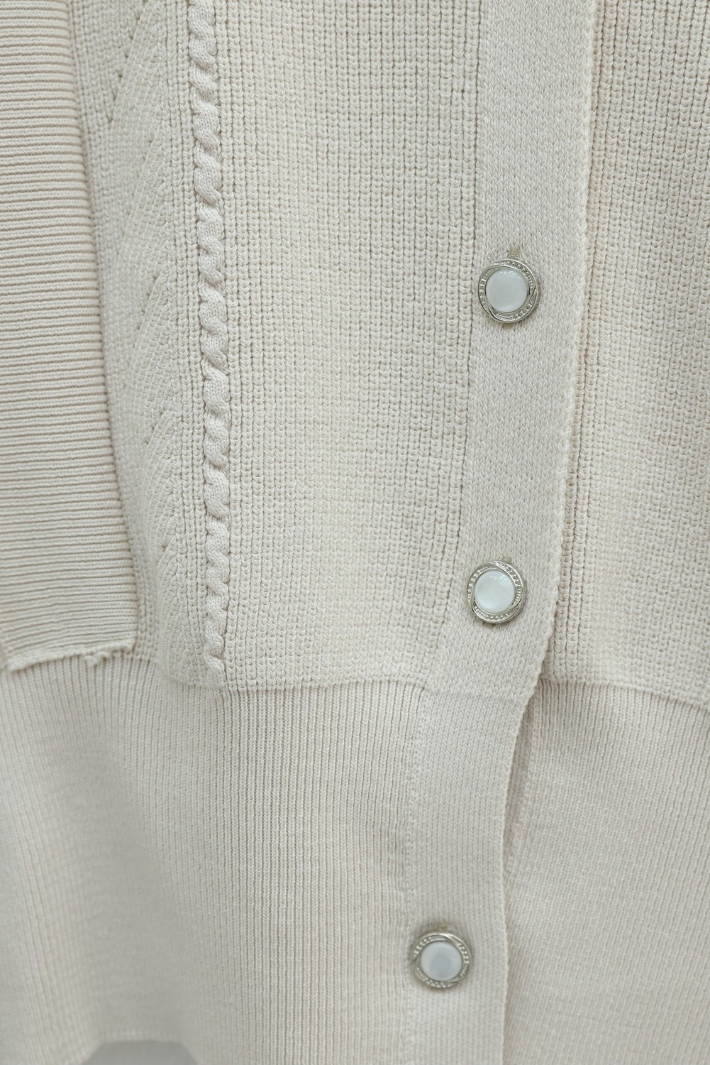 Moda Morfo Poplin Kol Detaylı Düğmeli Triko Hırka -Taş görsel 7