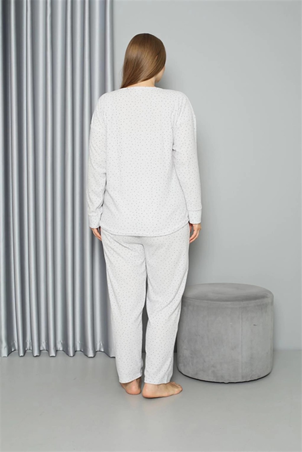 mery Welsoft Polar Kadın Büyük Beden Pijama Takımı Ekru Mery görsel 4