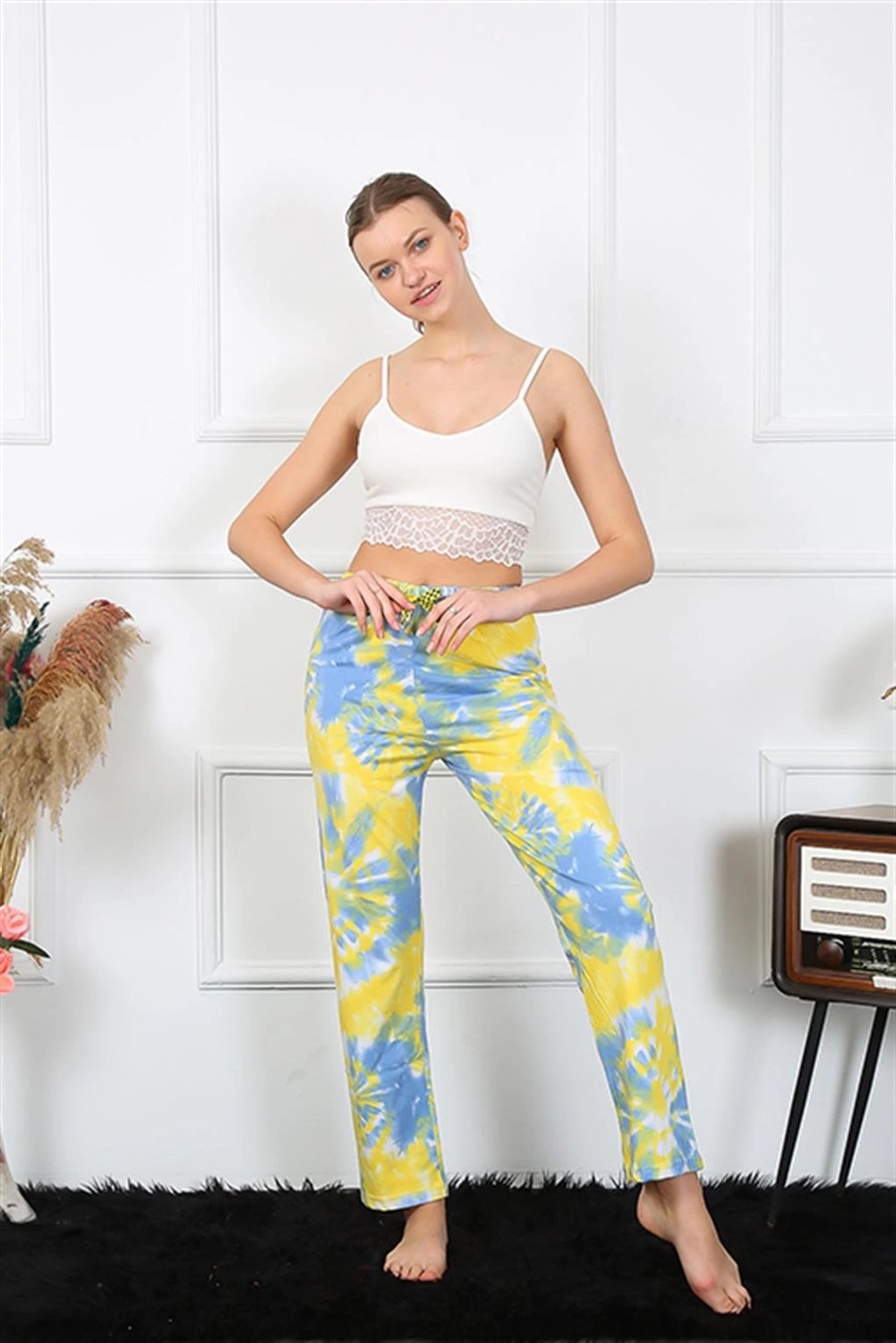 mery Kadın Pamuklu Alt Pijama Sarı Mery görsel 2