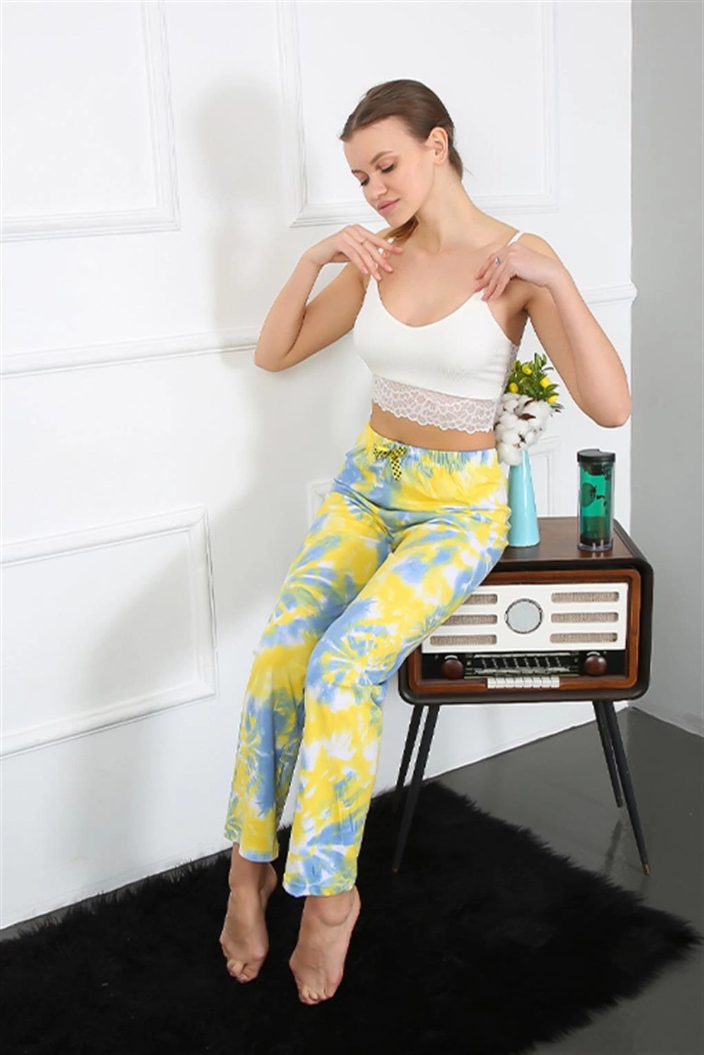 mery Kadın Pamuklu Alt Pijama Sarı Mery görsel 3