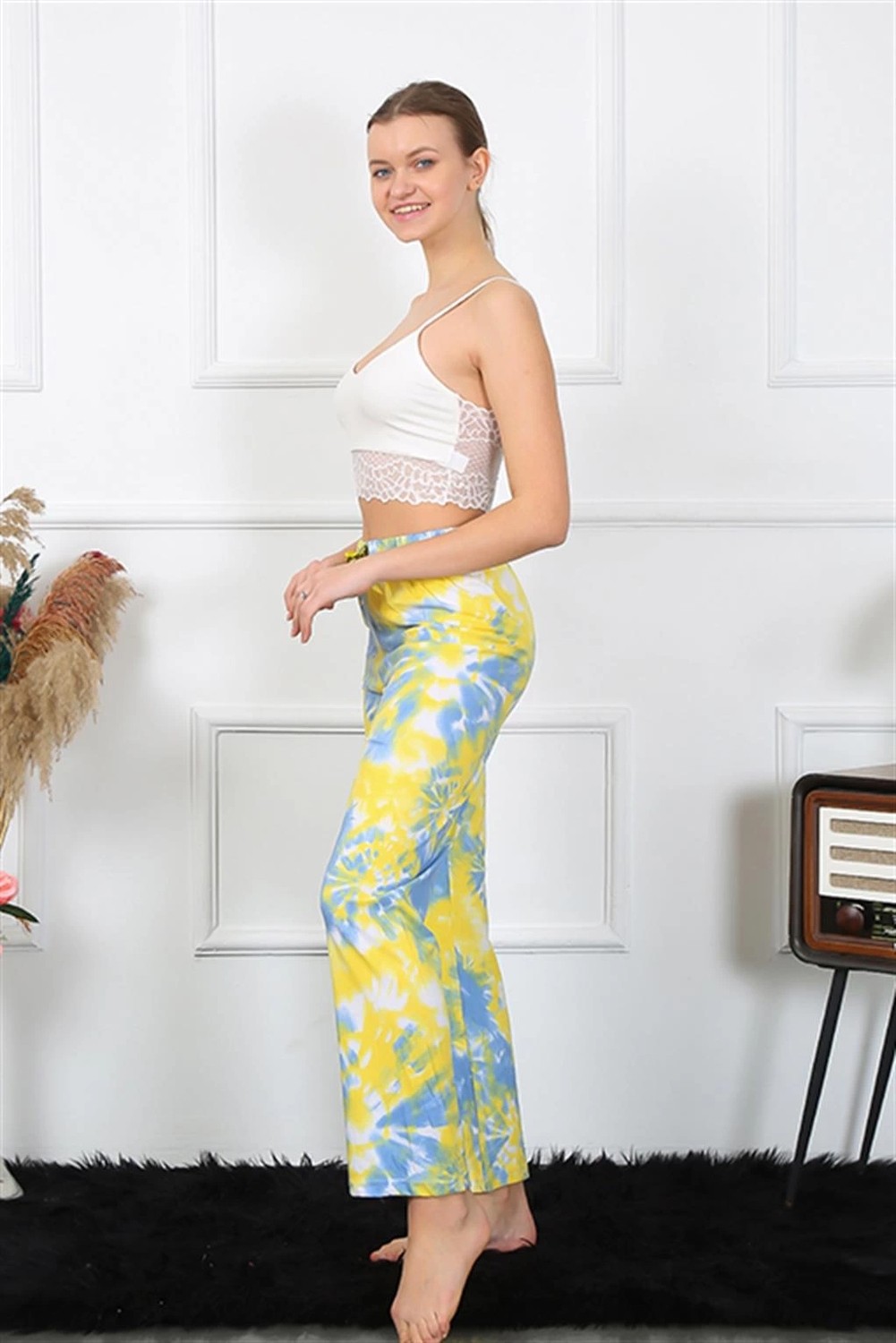 mery Kadın Pamuklu Alt Pijama Sarı Mery görsel 4