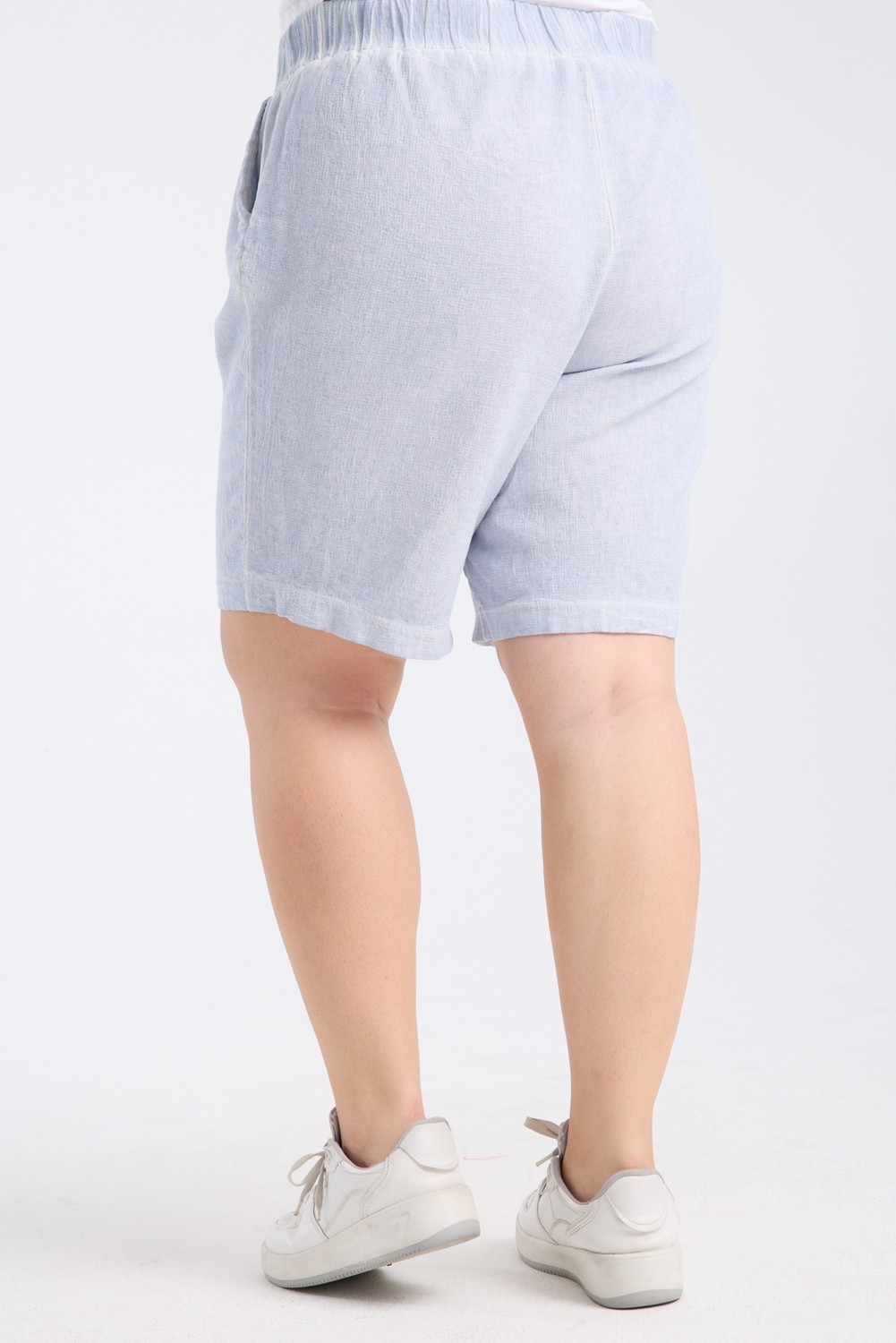 Gül Moda Büyük Beden Beli Lastikli Cepli Pamuk Şort Mavi A074-1 görsel 6