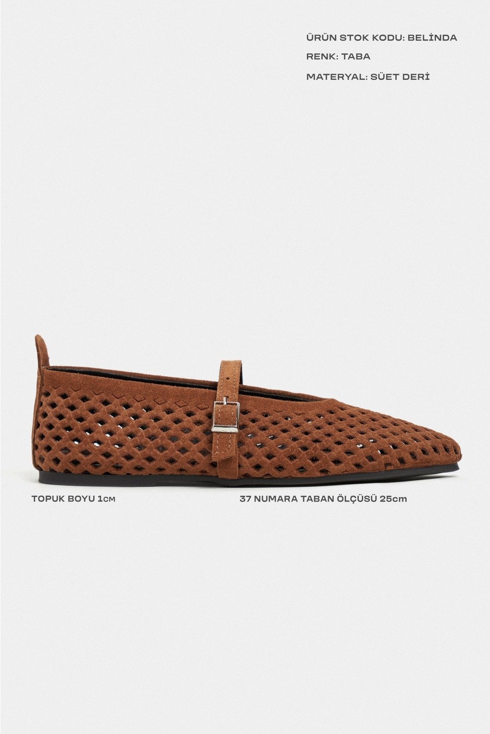 Nişantaşı Shoes Belinda Rome Bej Süet Deri Zımbalı Toka Detay Düz Taban Kadın Babet görsel 3
