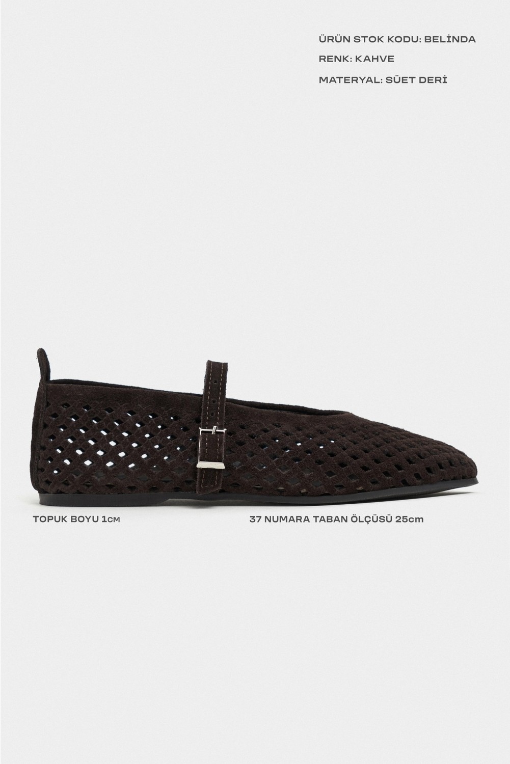 Nişantaşı Shoes Belinda Rome Bej Süet Deri Zımbalı Toka Detay Düz Taban Kadın Babet görsel 8