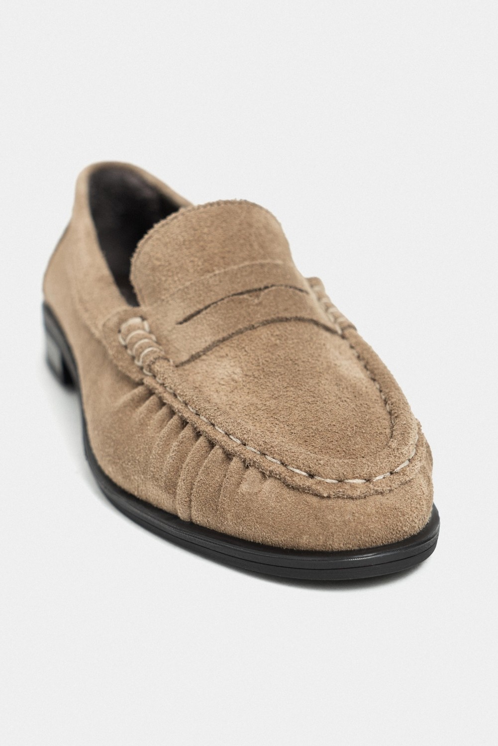 Nişantaşı Shoes Naty Rome Bej Süet Hakiki Deri Kadın Loafer Ayakkabı görsel 3