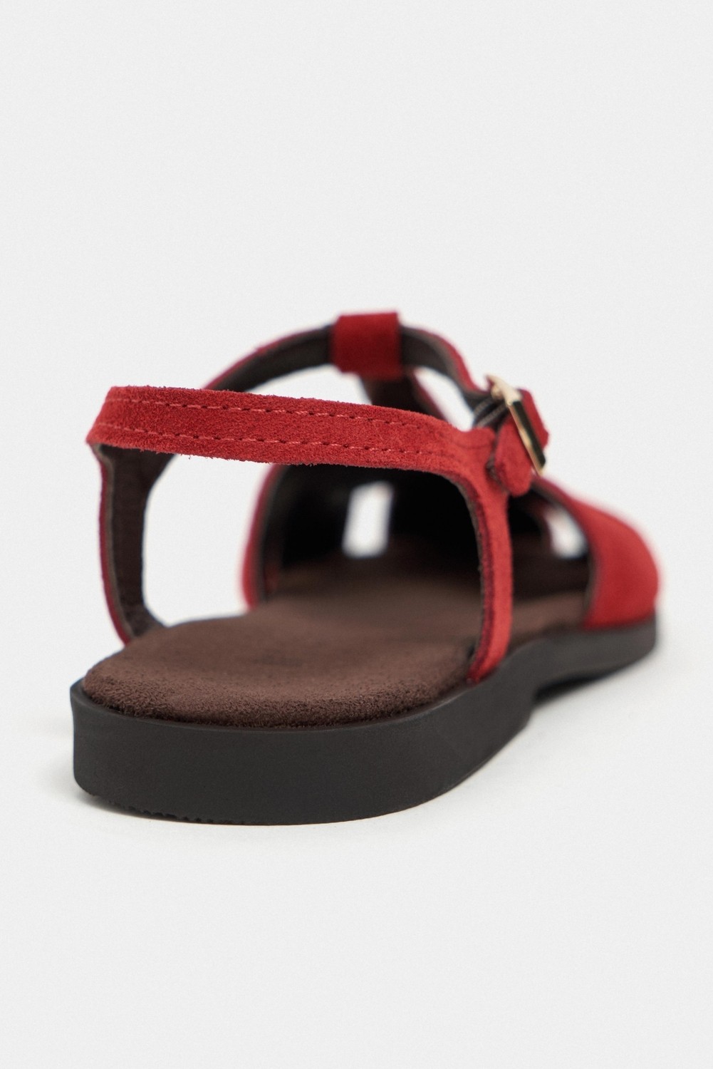 Nişantaşı Shoes Wood Bitter Kahve Süet Deri Nakış Detay Düz Taban Kadın Sandalet görsel 5
