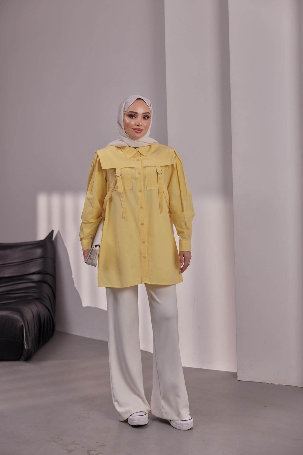 Bwest Poplin Gömlek - Sarı görsel 2