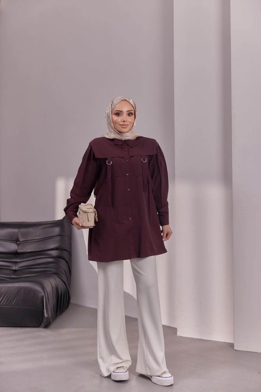 Bwest Poplin Gömlek - Mürdüm