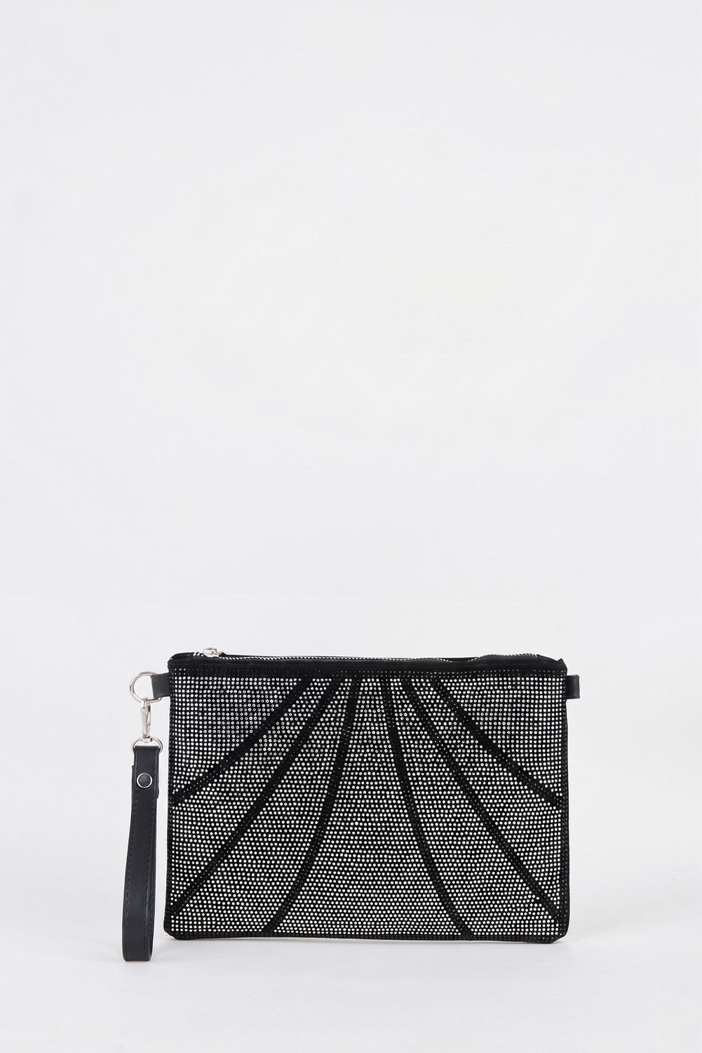 Vivaq Kadın Parça Gümüş Taşlı Süet Bilek Askılı ve Zincir Askılı Portföy El ve Clutch Çanta