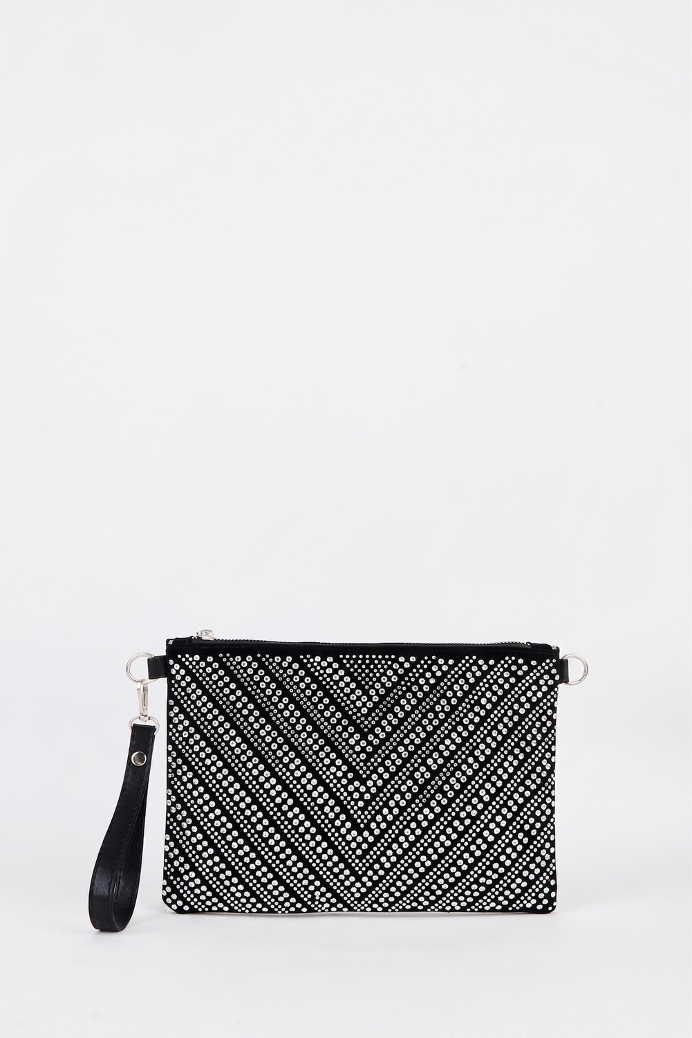 Vivaq Kadın V Gümüş Taşlı Süet Bilek Askılı ve Zincir Askılı Portföy El ve Clutch Çanta