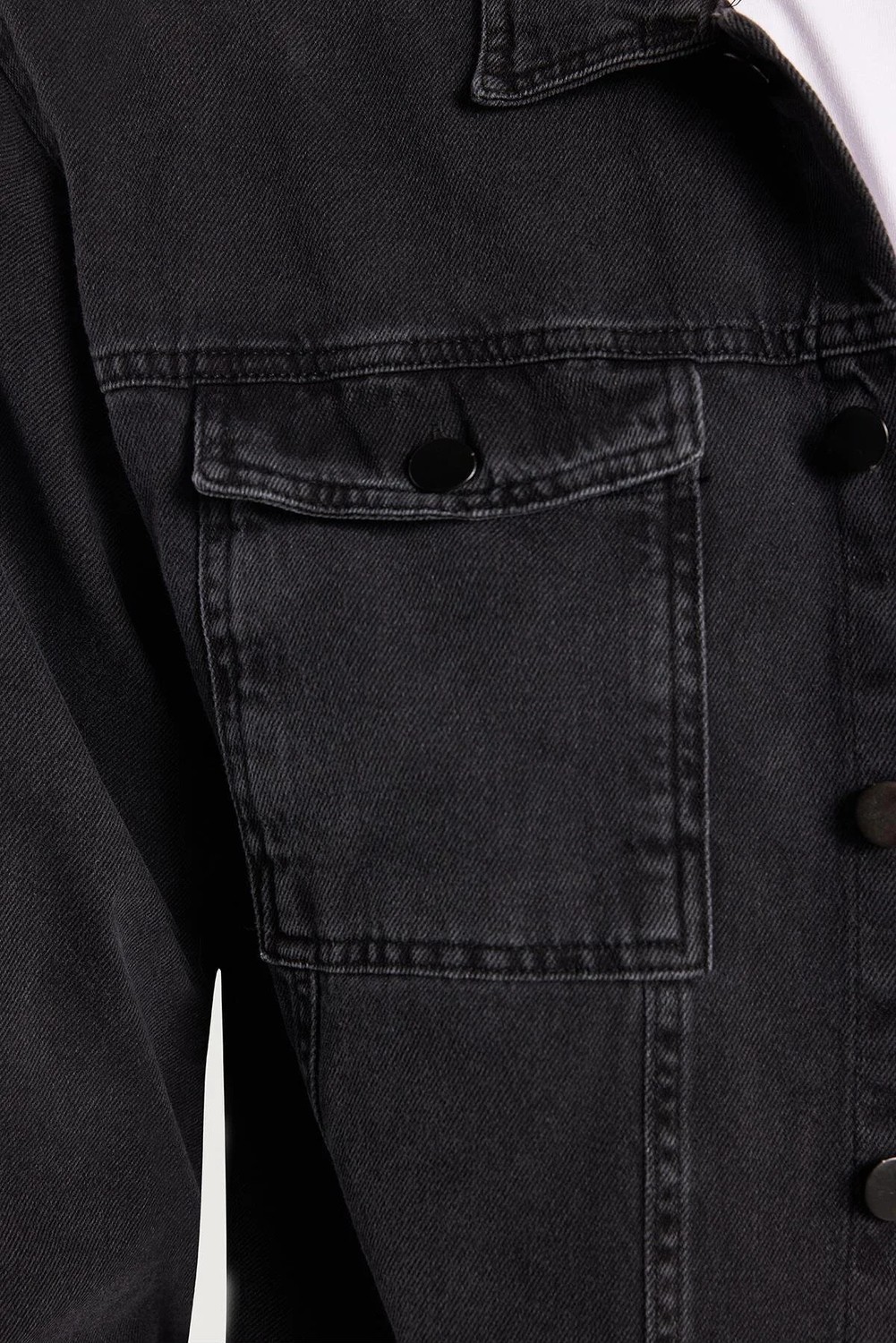 Tudors Erkek Relax Fit Rahat Kesim Denim Çıtçıtlı Uzun Kol Kot Ceket Siyah Gömlek görsel 3