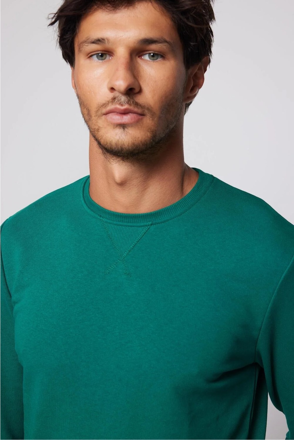 Tudors Unisex Relax Fit Rahat Kesim %100 Pamuk 3 İplik Basic Siyah Bisiklet Yaka Sweatshirt görsel 2