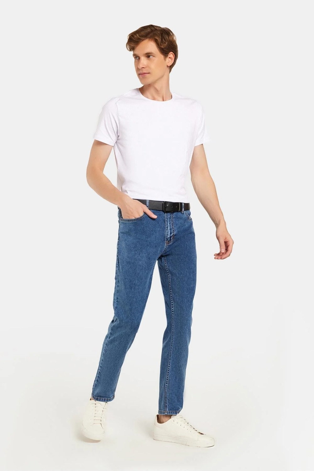 Tudors Erkek Regular Fit Yıkamalı Taşlamalı Esnek Kot Düz Paça Tapered Gri Jean Pantolon