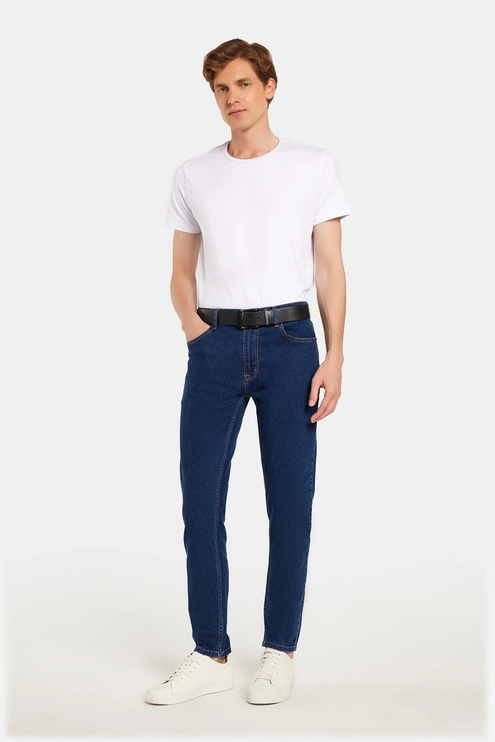 Tudors Erkek Regular Fit Yıkamalı Taşlamalı Esnek Kot Düz Paça Tapered Gri Jean Pantolon görsel 4