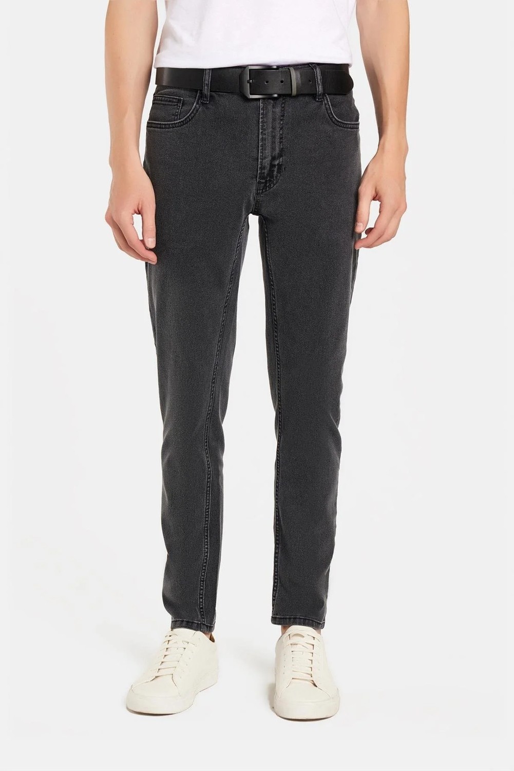 Tudors Erkek Regular Fit Yıkamalı Taşlamalı Esnek Kot Düz Paça Tapered Gri Jean Pantolon görsel 7